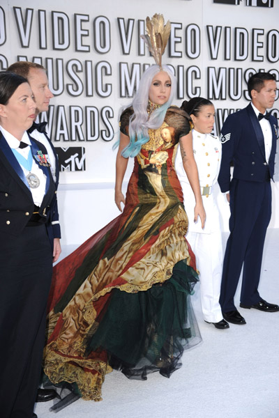 Lady Gaga walks the red carpet in McQueen at the 2010 Video Music Awards